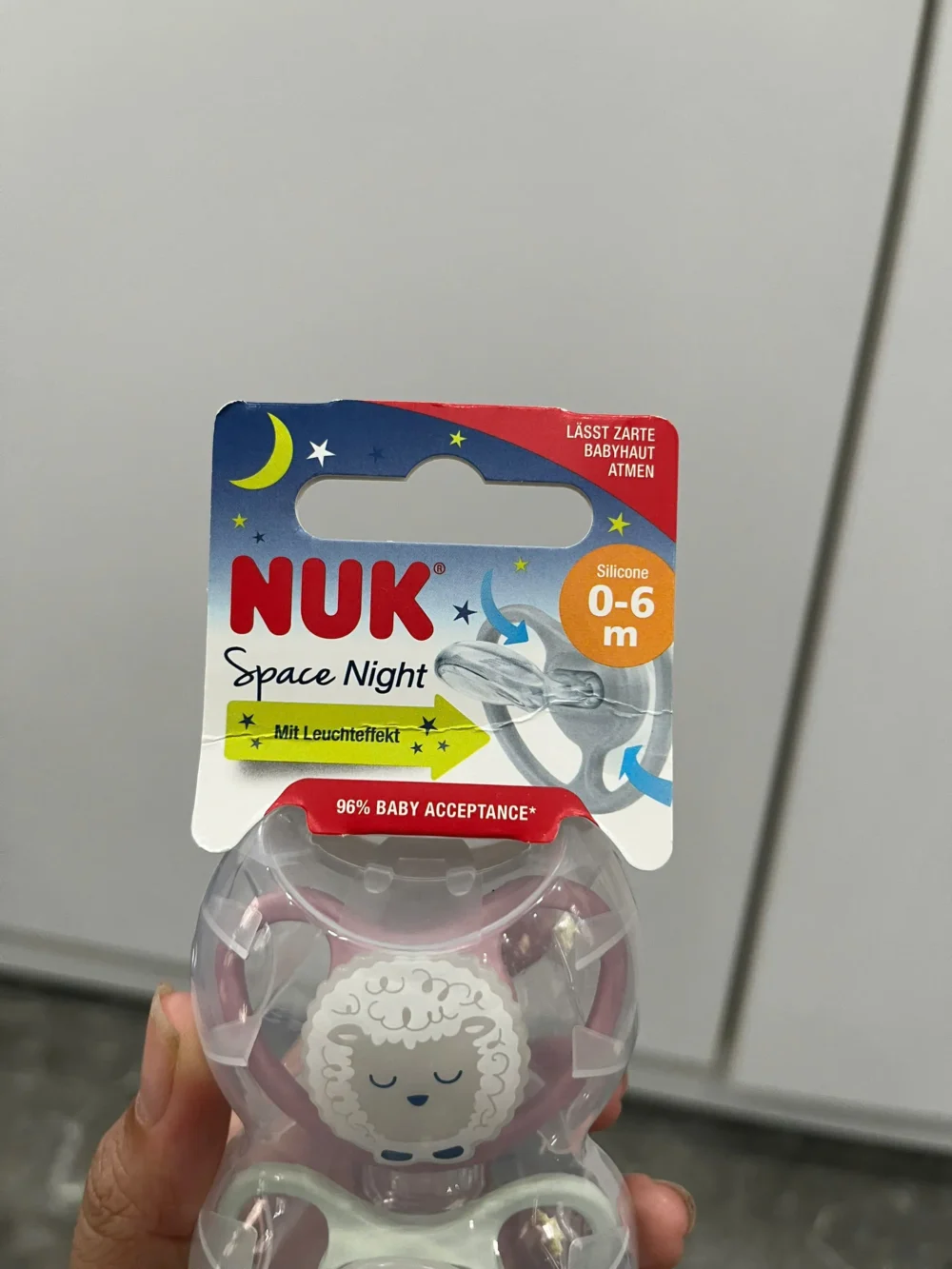 Set 2 ti giả Nuk Space night màu hồng/xanh, 2 chiếc kèm hộp đựng ( full box) NuK - Ảnh 7