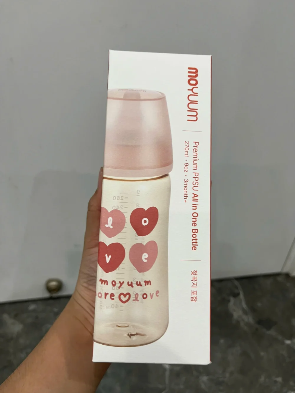 Bình sữa Moyuum PPSU mẫu tim đỏ 270ml kèm núm ( full box) Moyuum - Ảnh 4
