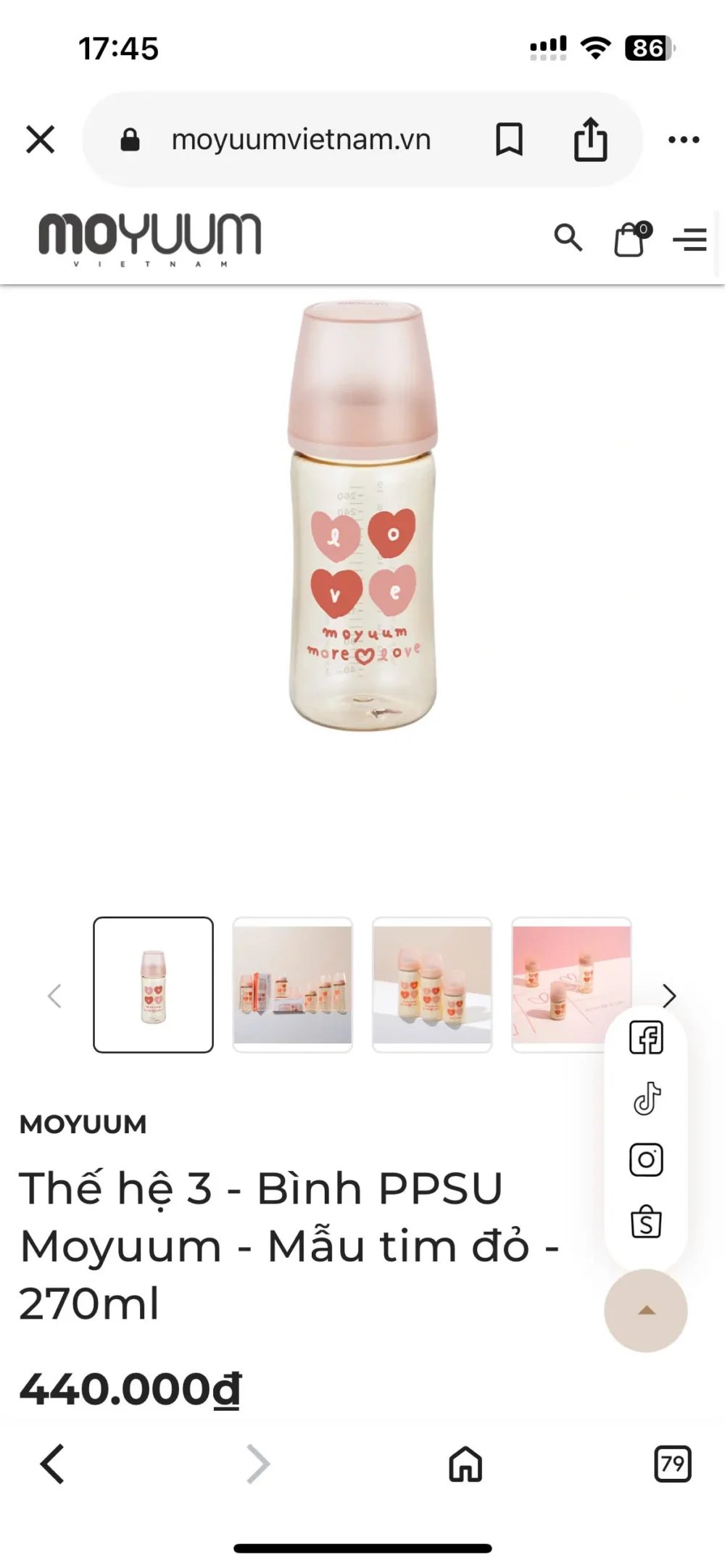 Bình sữa Moyuum PPSU mẫu tim đỏ 270ml kèm núm ( full box) Moyuum - Ảnh 13