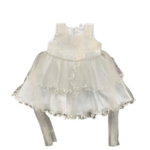 Đầm công chúa xoè đính hoa màu trắng bé gái (1 đến 2 tuổi)