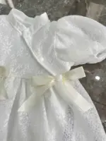 Đầm ren xoè phối lưới bodysuit đính nơ màu trắng (3 đến 6 tháng) No brand - Ảnh 2