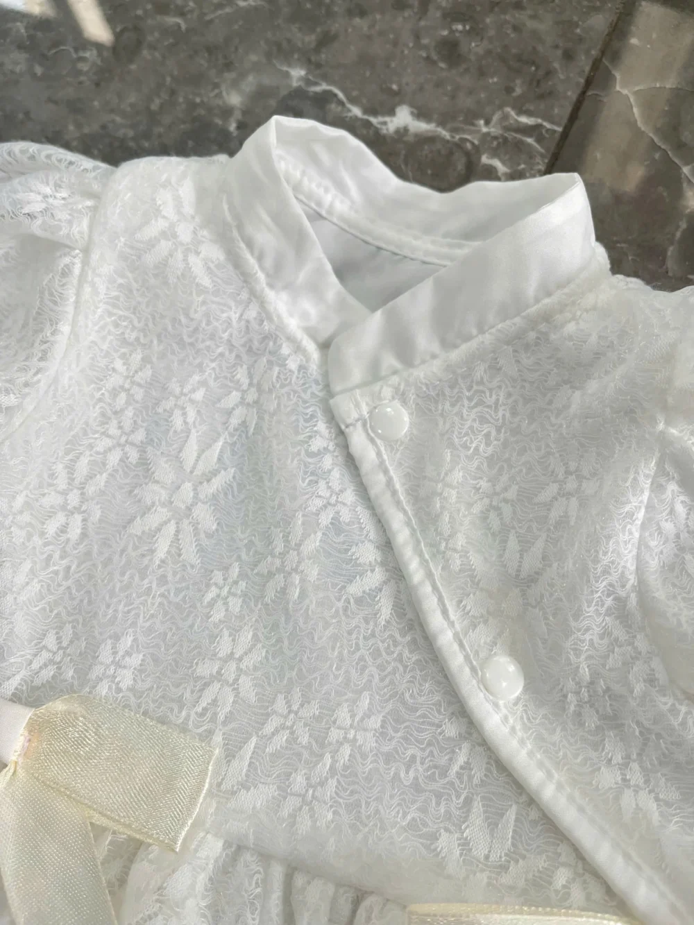 Đầm ren xoè phối lưới bodysuit đính nơ màu trắng (3 đến 6 tháng) No brand - Ảnh 12