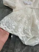 Đầm công chúa bodysuit ren phối lưới màu kem (0 đến 3 tháng) no brand - Ảnh 5