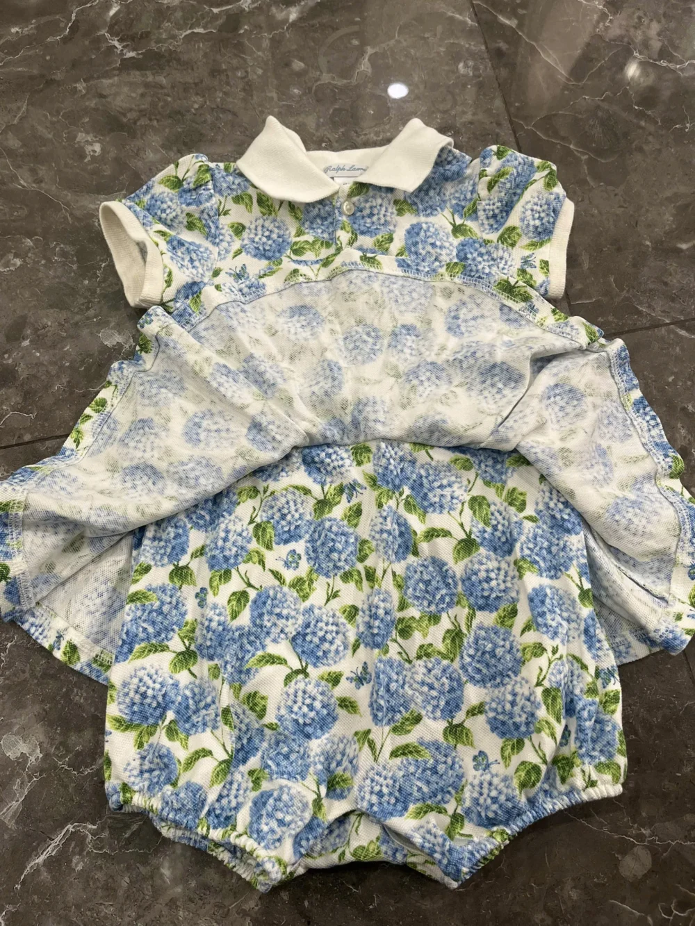 Bodysuit váy xoè Ralph Lauren polo cotton họa tiết hoa nhí xanh (12 tháng) Ralph Lauren - Ảnh 3