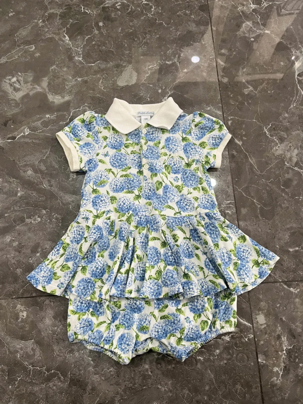 Bodysuit váy xoè Ralph Lauren polo cotton họa tiết hoa nhí xanh (12 tháng) Ralph Lauren - Ảnh 11