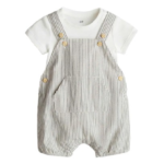 Set 2 món yếm đùi kẻ sọc trắng be H&M (6 đến 9 tháng) H&M