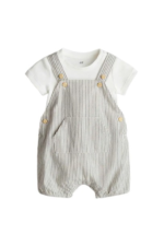 Set 2 món yếm đùi kẻ sọc trắng be H&M (6 đến 9 tháng) H&M