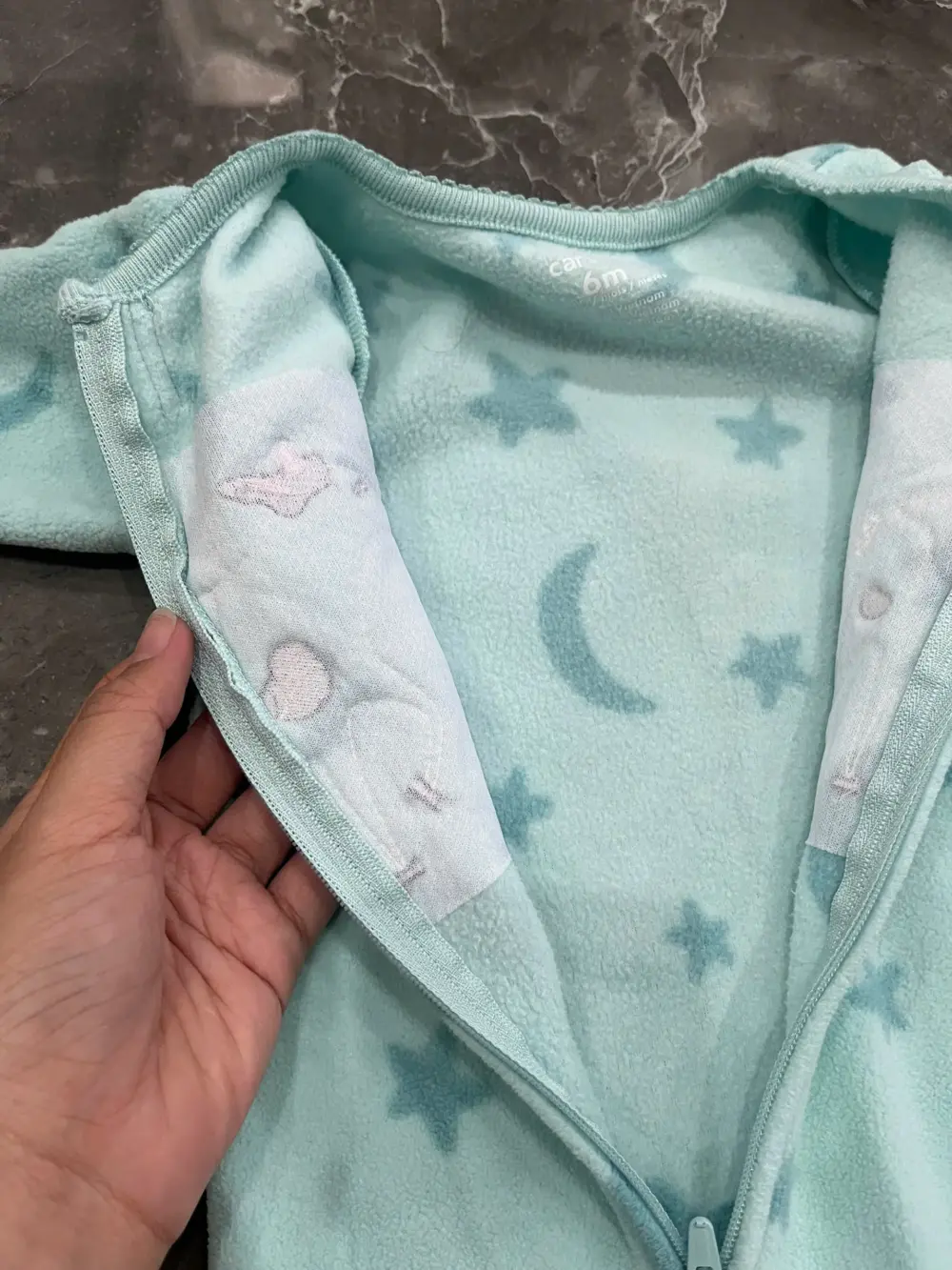 Set 2 bộ sleepsuit nỉ bông Carter’s màu hồng, xanh (size: 6m) - Ảnh 15