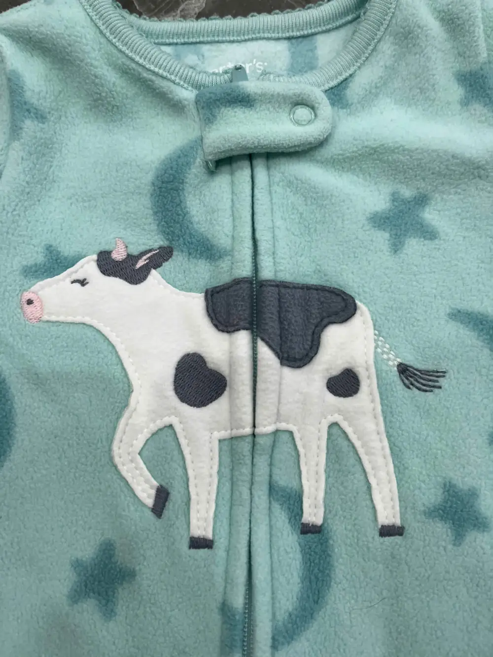 Set 2 bộ sleepsuit nỉ bông Carter’s màu hồng, xanh (size: 6m) - Ảnh 16