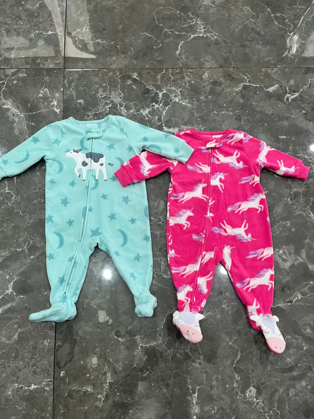 Set 2 bộ sleepsuit nỉ bông Carter’s màu hồng, xanh (size: 6m) - Ảnh 18