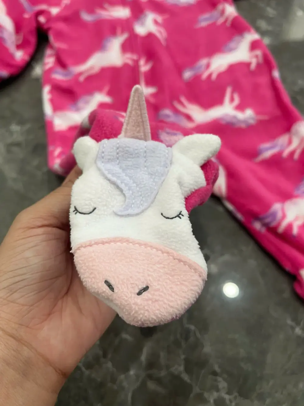 Set 2 bộ sleepsuit nỉ bông Carter’s màu hồng, xanh (size: 6m) - Ảnh 5