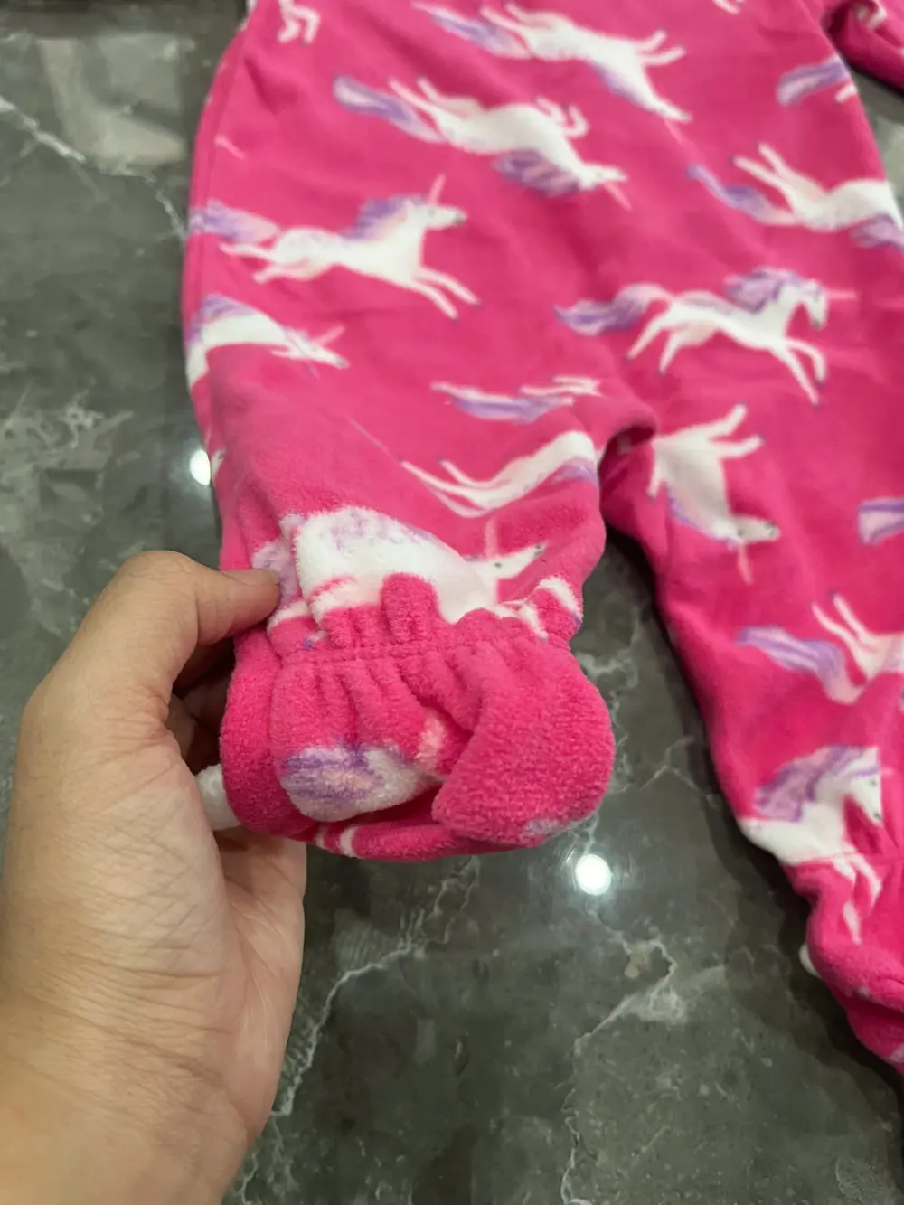 Set 2 bộ sleepsuit nỉ bông Carter’s màu hồng, xanh (size: 6m) - Ảnh 6