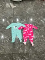 Set 2 bộ sleepsuit nỉ bông Carter’s màu hồng, xanh (size: 6m) - Ảnh 7