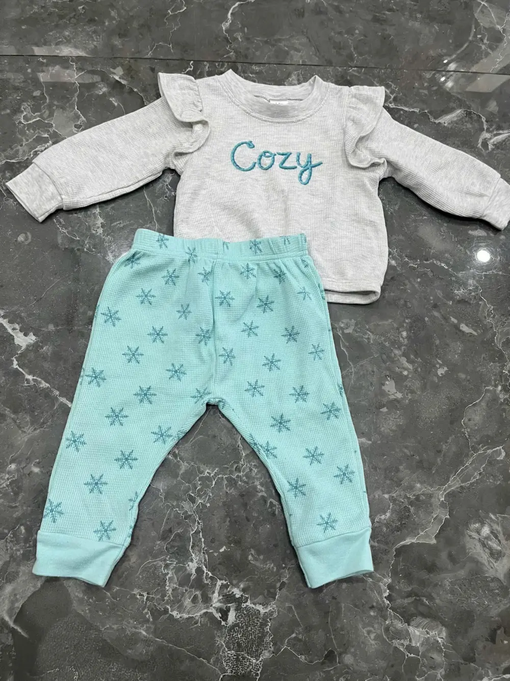 Set 2 bộ áo quần dài Carter’s màu hồng, xám xanh (size: 6m/9m) - Ảnh 4