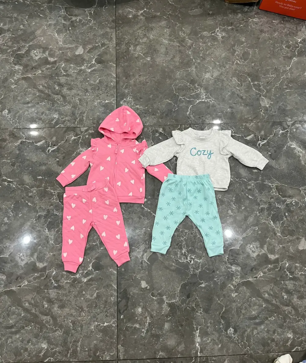 Set 2 bộ áo quần dài Carter’s màu hồng, xám xanh (size: 6m/9m) - Ảnh 7