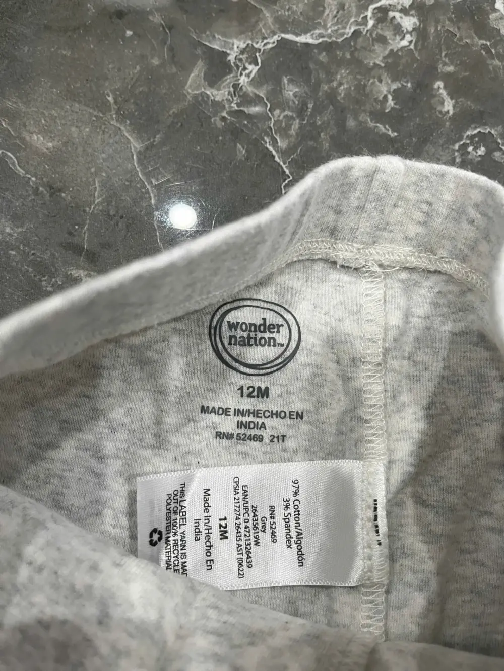 Set 5 quần legging mix brand Wonder Nation, Carter’s màu hồng, xám, trắng (size: 12m) - Ảnh 5