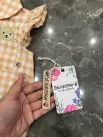 Set bộ body đùi Bearpaw họa tiết caro kèm nơ màu cam (size: 3/6m) - Ảnh 3