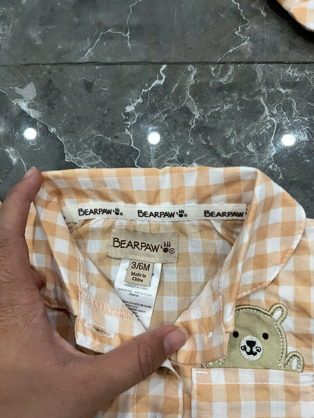Set bộ body đùi Bearpaw họa tiết caro kèm nơ màu cam (size: 3/6m) - Ảnh 7