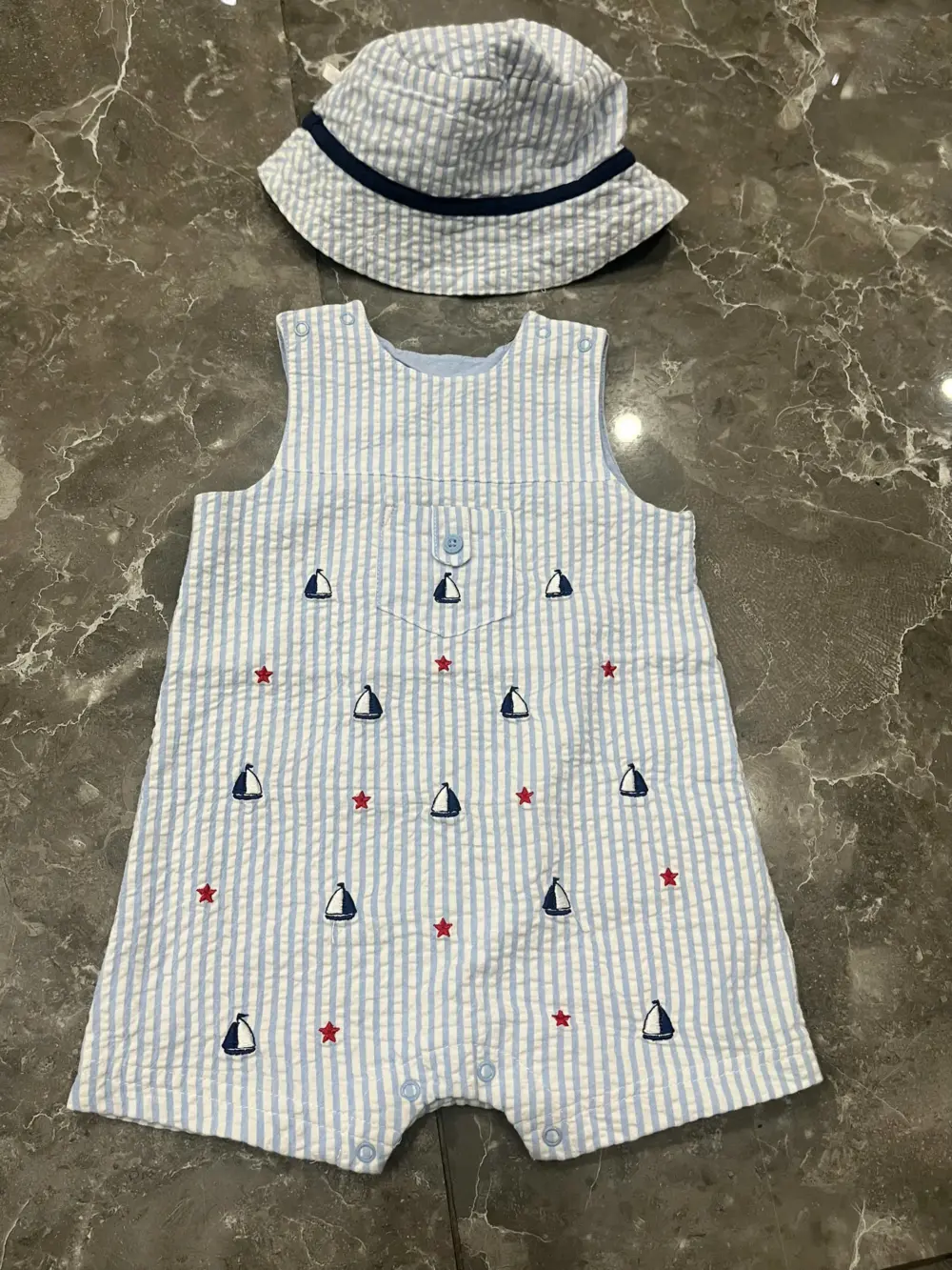 Set 2 món đồ mùa hè cho bé gái mix brand Little me & Janie&Jack (size 6/12m) kèm nón - Ảnh 18