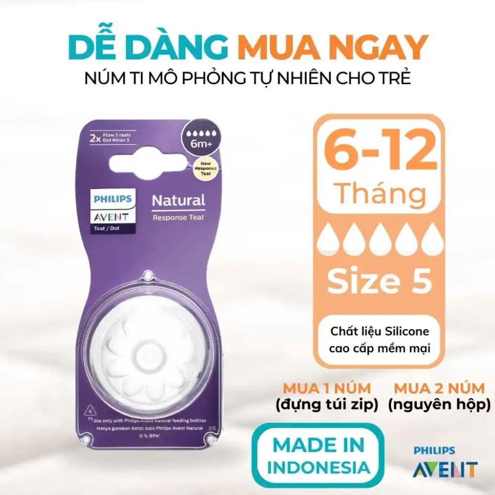 Núm ti Philips Avent Natural cổ rộng (Size: 5) Philips - Ảnh 2