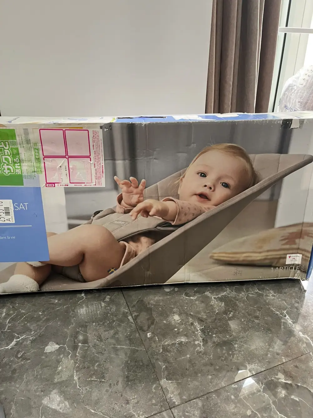 Ghế rung Baby Bjorn vải air mesh nâu choco (còn box) 3,2kg - 13kg 0-18M - Ảnh 5