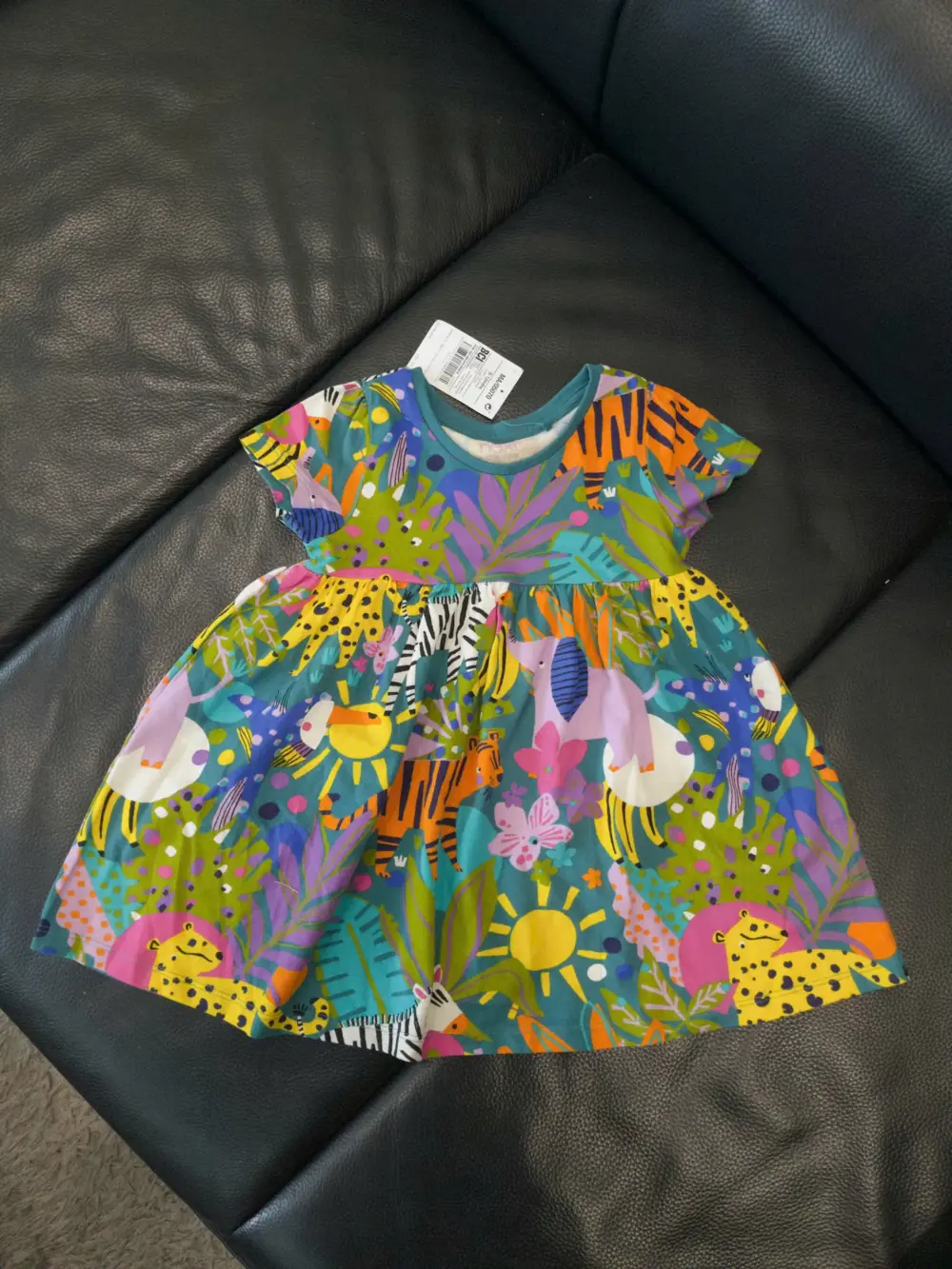 Váy xòe họa tiết rừng nhiệt đới Next baby màu tropical (size 9/12m , 6/7y) - Ảnh 4