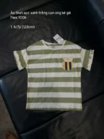 Áo tay bèo họa tiết kẻ sọc đom đóm Next baby màu xanh ( Size 6/7y)