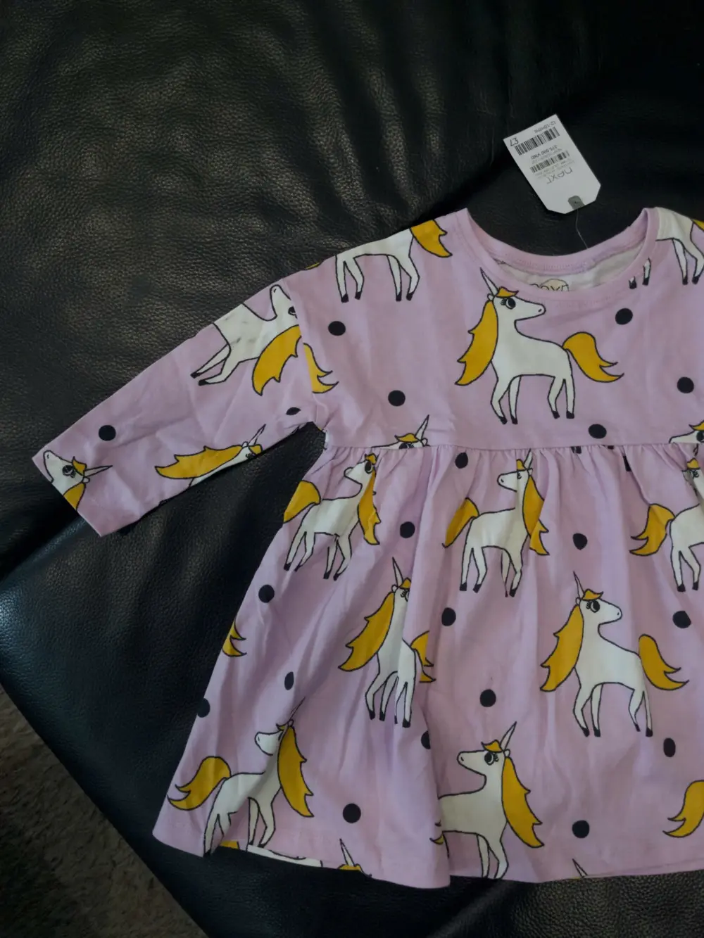 Váy tay dài họa tiết unicorn Next baby màu tím pastel ( Size12/18m, 6/7y ) - Ảnh 2