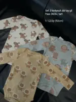 Set 3 bộ body dài tay họa tiết sư tử Next baby 3 màu ( Size 1.5/2y)