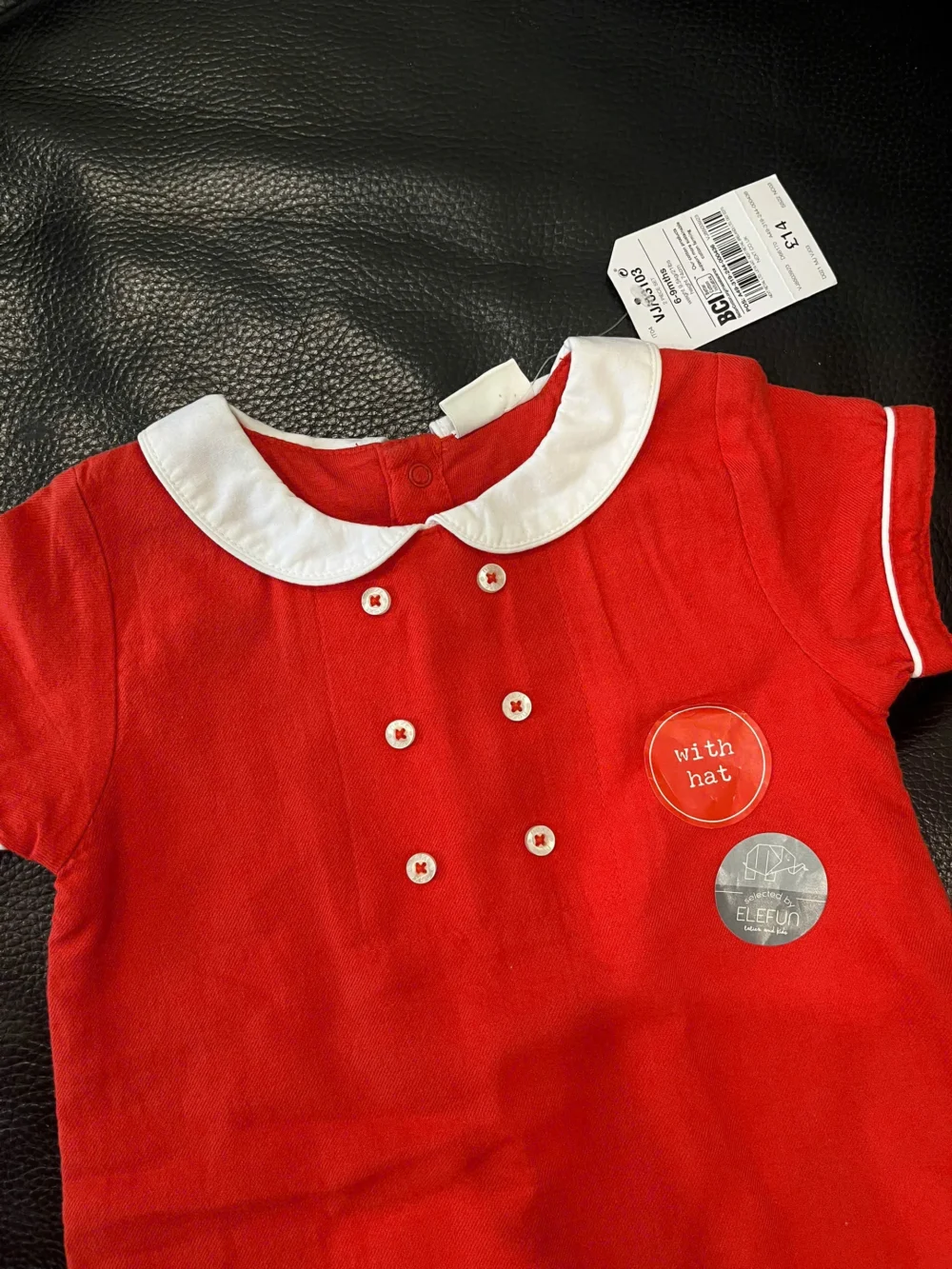 Set body đùi cọc tay kèm mũ thủy thủ Next baby màu đỏ ( Size 6/9m) - Ảnh 3