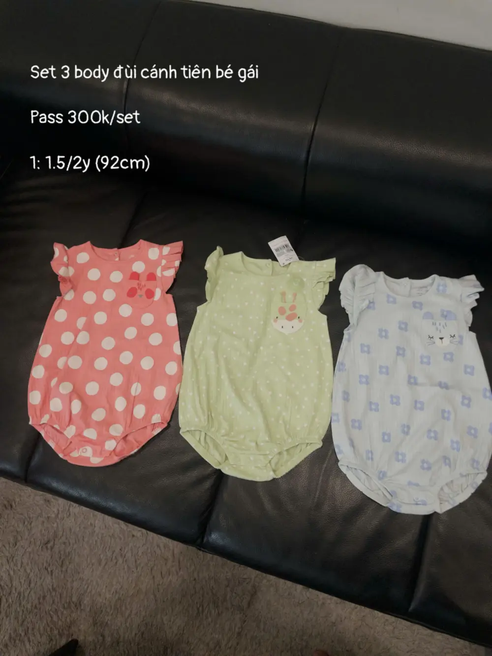 Set 3 bộ body đùi Next baby 3 màu tay cánh tiên chấm bi (Size 1.5/2y) - Ảnh 1
