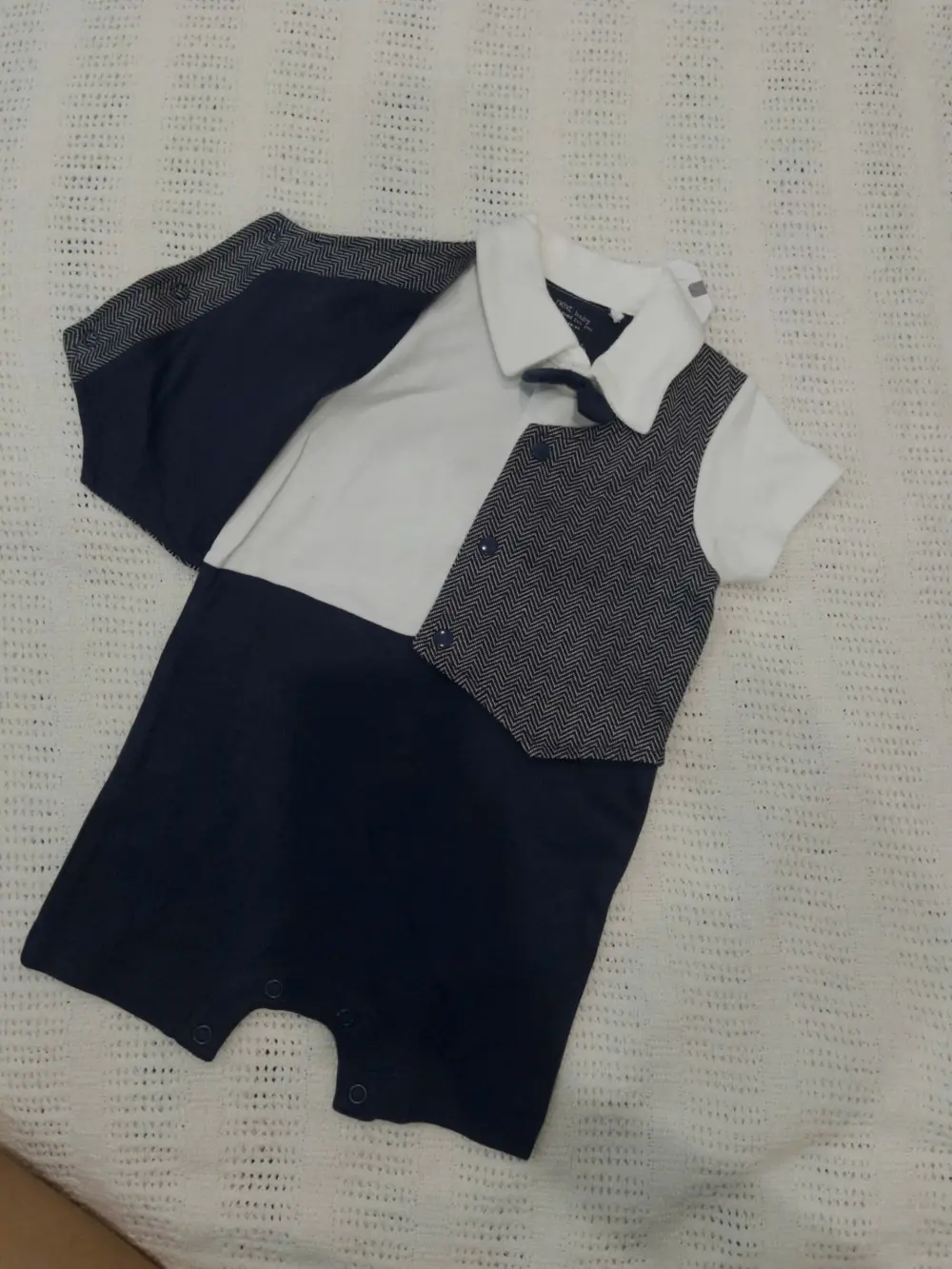 Set Body đùi gile kèm nơ Next baby (xanh Navy) kèm nơ (size 6/9m) - Ảnh 5