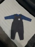 Set yếm dài tay áo thun cotton chấm bi Next baby màu xanh, xám (size 6/9m, 1.5/2y) - Ảnh 3