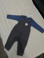 Set yếm dài tay áo thun cotton chấm bi Next baby màu xanh, xám (size 6/9m, 1.5/2y) - Ảnh 5