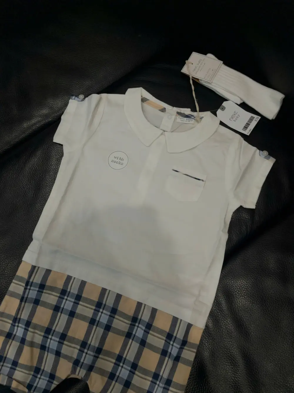 Set bộ liền thân sơ mi body đùi Next baby kèm tất (size 1.5/2y) - Ảnh 3