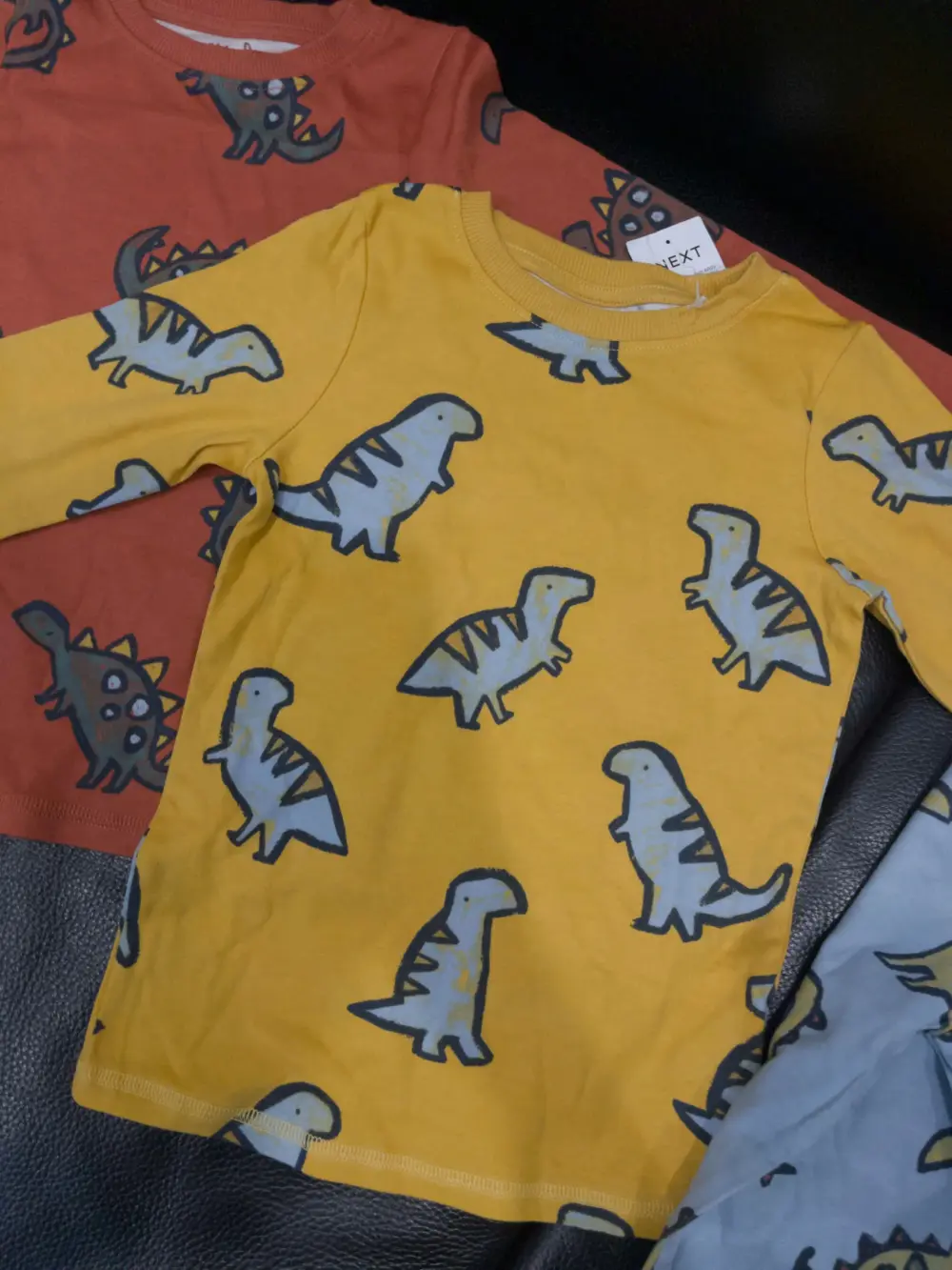 Set 3 bộ đồ dài tay Next baby 3 màu hoạ tiết khủng long cho (size 3/4y, 6/7y) - Ảnh 4