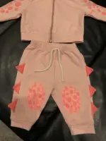 Bộ nỉ tay dài có mũ GustavoGano Kids hoạ tiết khủng long màu hồng (size: 6/12m) - Ảnh 3