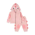 Bộ nỉ tay dài có mũ GustavoGano Kids hoạ tiết khủng long màu hồng (size: 6/12m) - Ảnh 9
