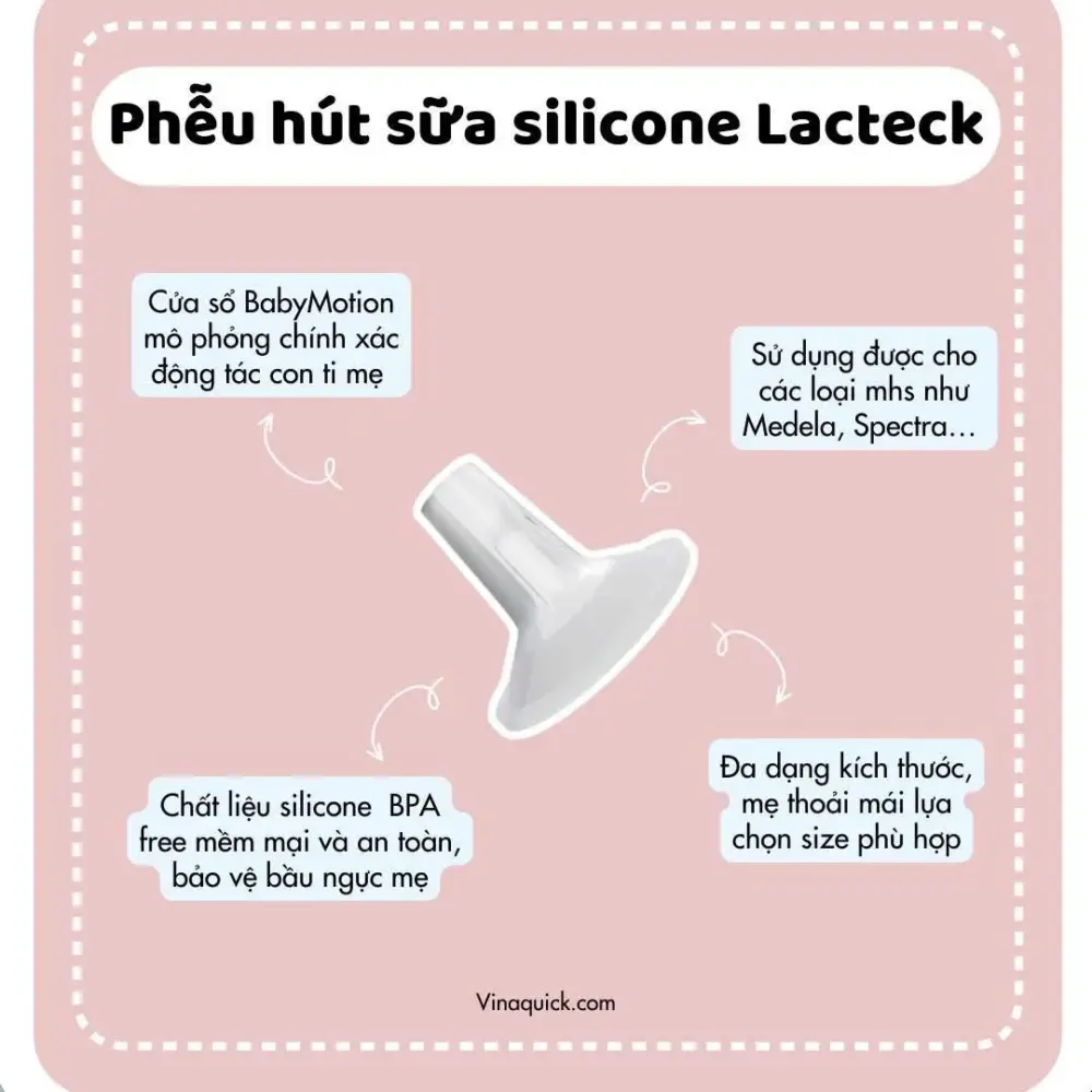Set 2 phễu hút sữa silicone Lacteck màu trắng (Size:21mm) - Ảnh 2
