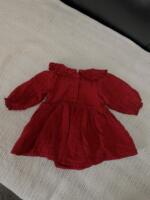 Váy cổ bèo H&M vải muslin màu đỏ đô (size: 4/6m) - Ảnh 3