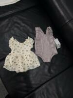 Đồ bơi H&M viền bèo nhún màu tím nhạt( size: 6/9m) tặng kèm váy hoa (size 0/3m) - Ảnh 3