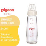 Bộ 3 bình sữa cổ hẹp thủy tinh Pigeon 240ml kèm 2 núm ti (size: 6m+,9m+) - Ảnh 3