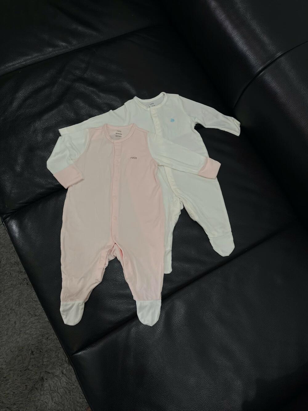 Set 2 bộ body dài Nous liên tất hồng trắng ( size: Newborn) - Ảnh 6