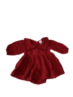 Váy cổ bèo H&M vải muslin màu đỏ đô (size: 4/6m)