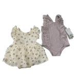 Đồ bơi H&M viền bèo nhún màu tím nhạt( size: 6/9m) tặng kèm váy hoa (size 0/3m)