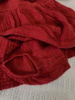 Váy cổ bèo H&M vải muslin màu đỏ đô (size: 4/6m) - Ảnh 7