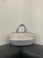 Túi đựng đa năng no brand dây cotton dệt màu trắng, xám (như mới) - Ảnh 5