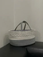 Túi đựng đa năng no brand dây cotton dệt màu trắng, xám (như mới) - Ảnh 6