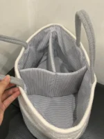 Túi đựng đa năng no brand dây cotton dệt màu trắng, xám (như mới) - Ảnh 7