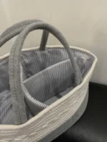 Túi đựng đa năng no brand dây cotton dệt màu trắng, xám (như mới) - Ảnh 3